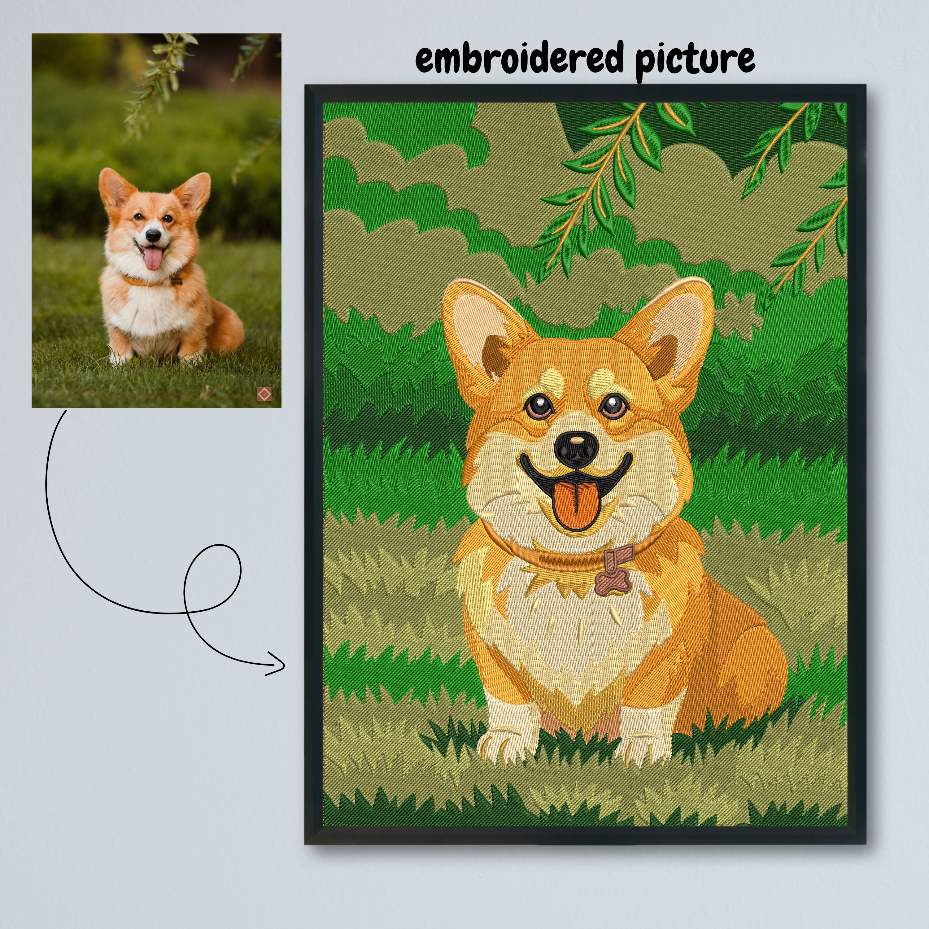 Custom Embroidered Pet Portrait